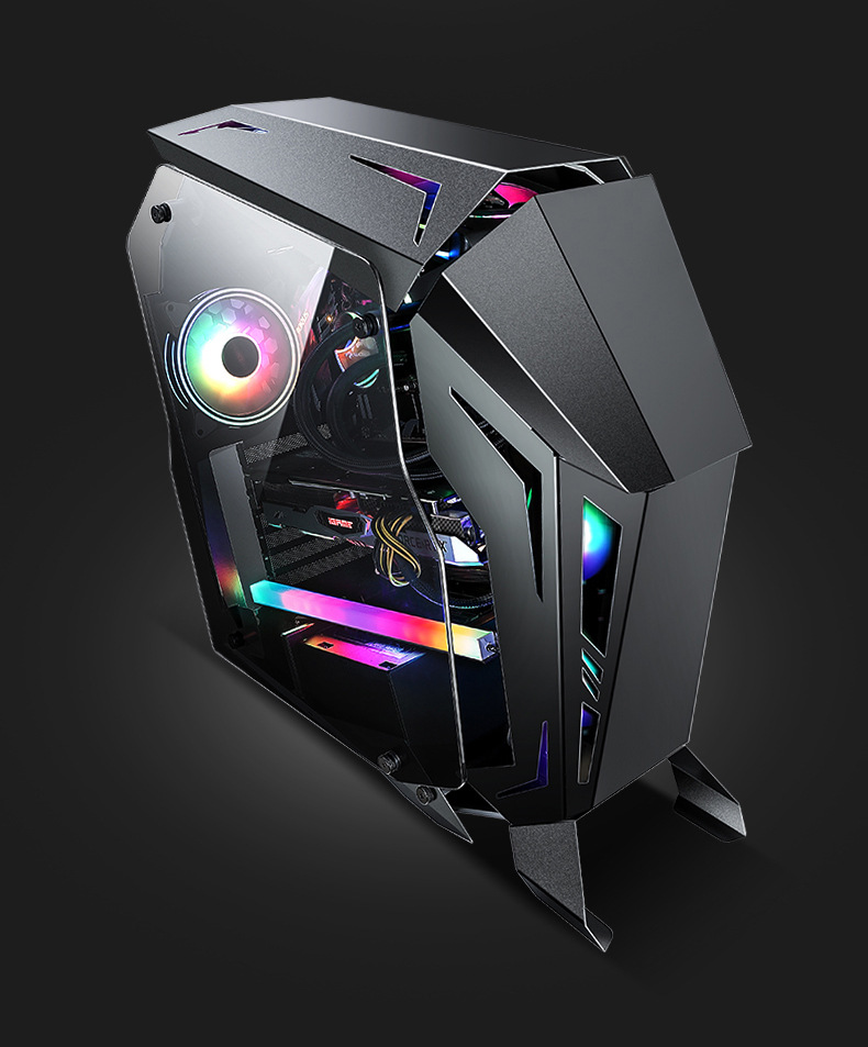 蜥蜴龙 电竞游戏异形机箱全双侧透玻璃 diy水冷网咖atx大主板机箱