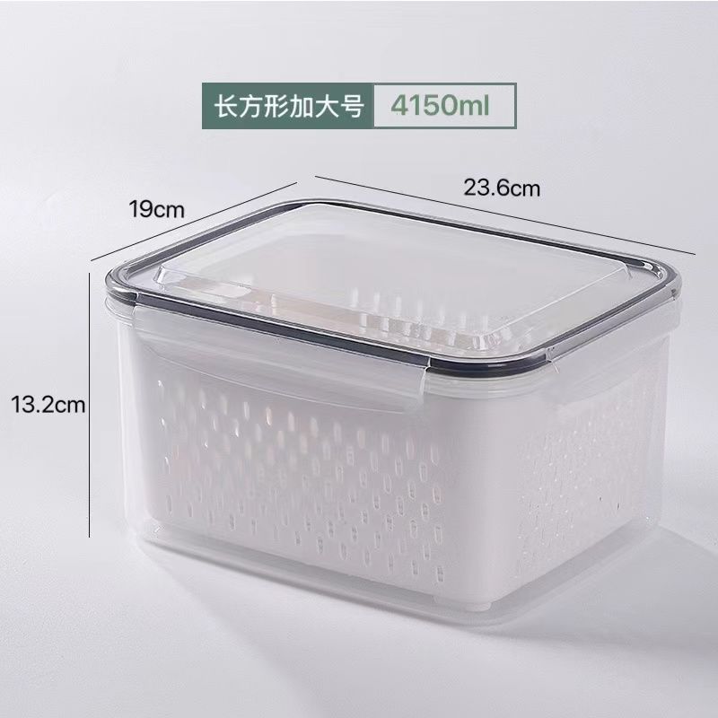 Japanese-Style Double-Layer Refrigerator Crisper Kitchen Food Frozen Sealed Fresh-Keeping Box Food Grade Plastic Storage Box