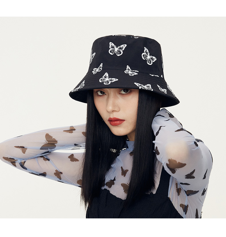 渔夫帽定制批发cacuss春夏新款蝴蝶韩版时尚潮牌盆帽情侣遮阳帽