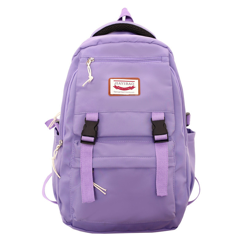 Simple Solid Color Backpack Female Junior High School Student Schoolbag Harajuku Version Couple Campus Outdoor Travel Backpack Men's Fashion