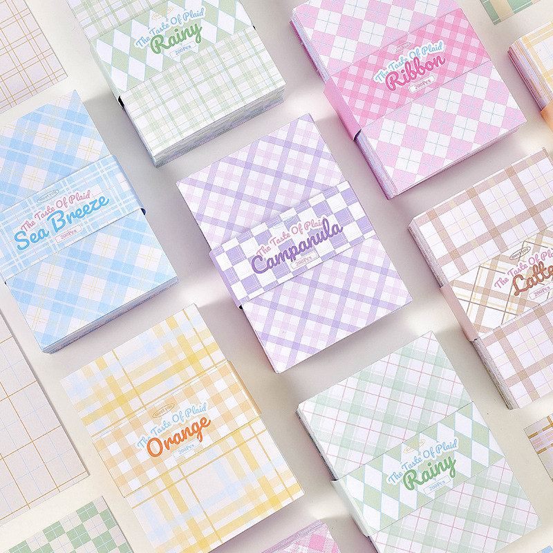 寓见诚品 格纹风味系列-格子便签简约ins可撕留言记事便签200张入