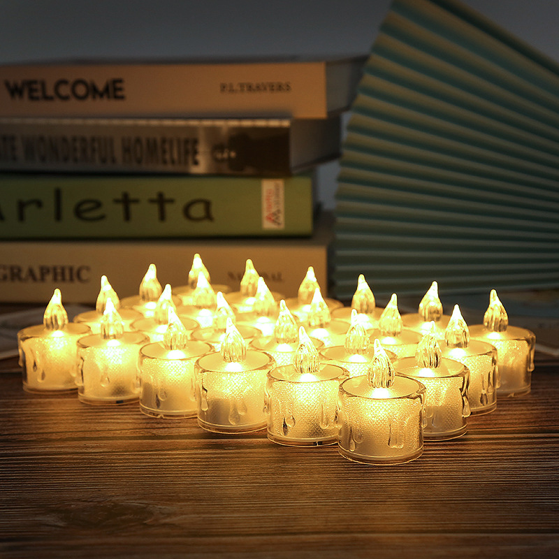 LED Electronic Candle Luminous Tealight Transparent PVC Smoke-Free Korean Style Atmosphere Tears Candle Girl Heart Small Night Lamp