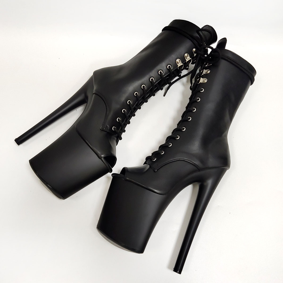 20cm鱼嘴恨天高短靴绒面性感钢管舞高跟鞋夜店模特走秀防水台大码