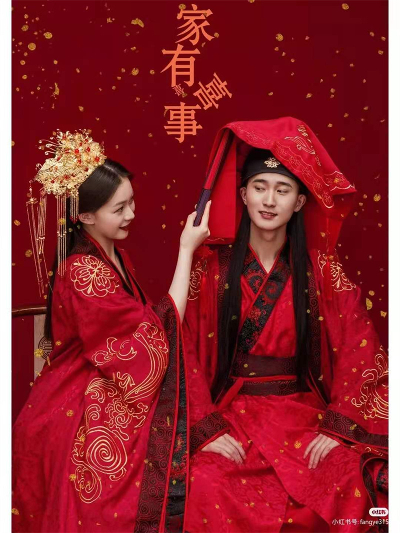 影楼情侣古装汉服拍照写真复古秀禾婚纱摄影中式婚礼国潮网红赘婿