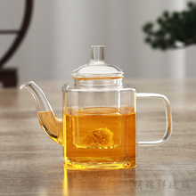 茶水分离高硼硅玻璃茶壶加厚耐高温过滤泡茶壶功夫茶具方形花茶壶