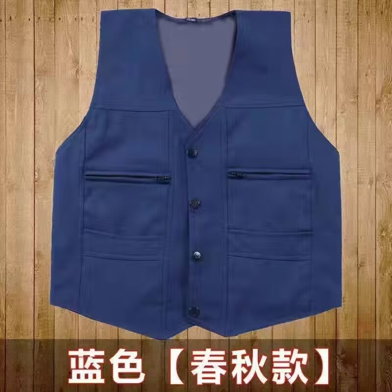 Middle-Aged and Elderly Men's Wear Workwear Vest Dad Wear Vest More than Sack Cloth Warm Cardigan Stall Running Volume Casual Vest