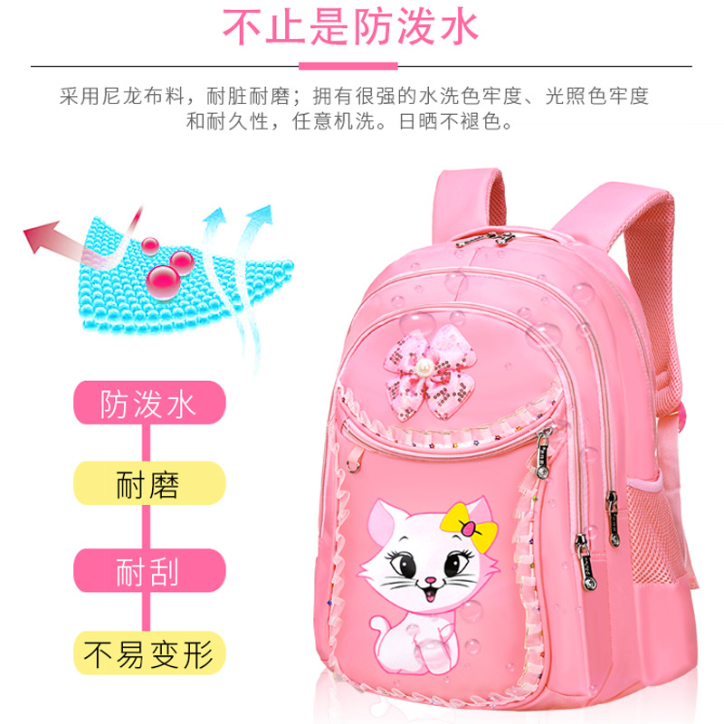 New Primary School Student Schoolbag Grade 1-3-6 Girls' Backpack Burden Alleviation Waterproof Cartoon Children 6-9-12 Years Old