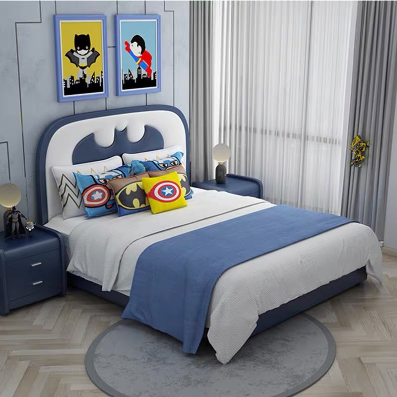 北欧真皮儿童床单人床青少年卡通王子小孩床1.5米网红轻奢男孩床