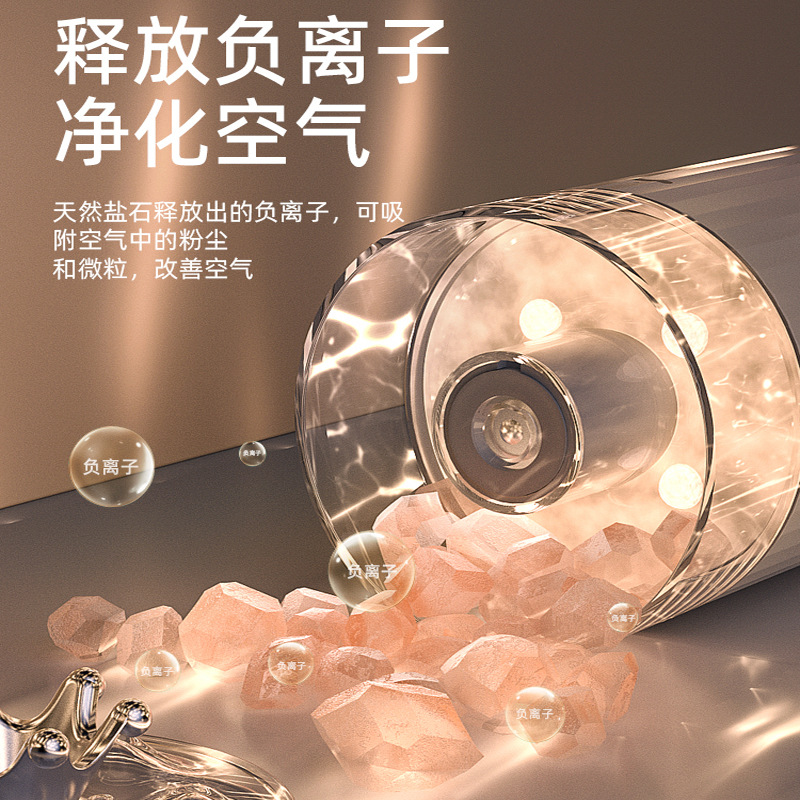 New Crystal Salt Lamp Humidifier Household Usb Small Colorful Night Light Car Aromatherapy Eternal Flower Humidifier Diy