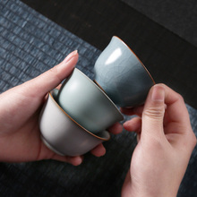 ql@汝窑功夫茶杯6只装客人品茗杯单个茶具杯子汝瓷单只陶瓷