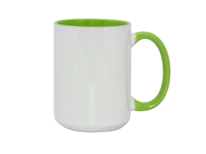 15Oz Ceramic Cup Inner Color Mug Color Handle Blank Large-Capacity Water Cup Thermal Transfer Coated Cup Inner Color Handle