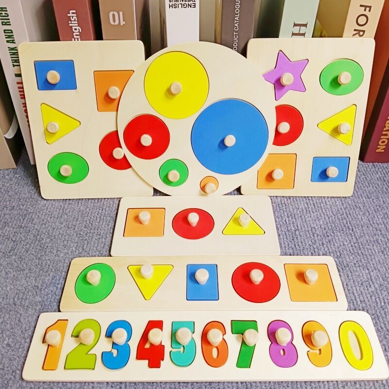 Montessori Teaching Aids Geometric Figure Panel Intelligence Puzzle Puzzle round Shape Matching Cognition Early Childhood Educational Toys