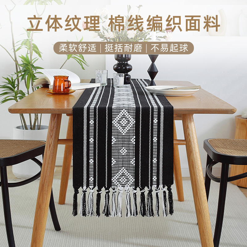 Amazon Table Runner Woven Jacquard Cotton Thread Cover Towel Tea Table Bohemian Long Tablecloth Five-Bucket Cabinet Bedroom Bed Runner