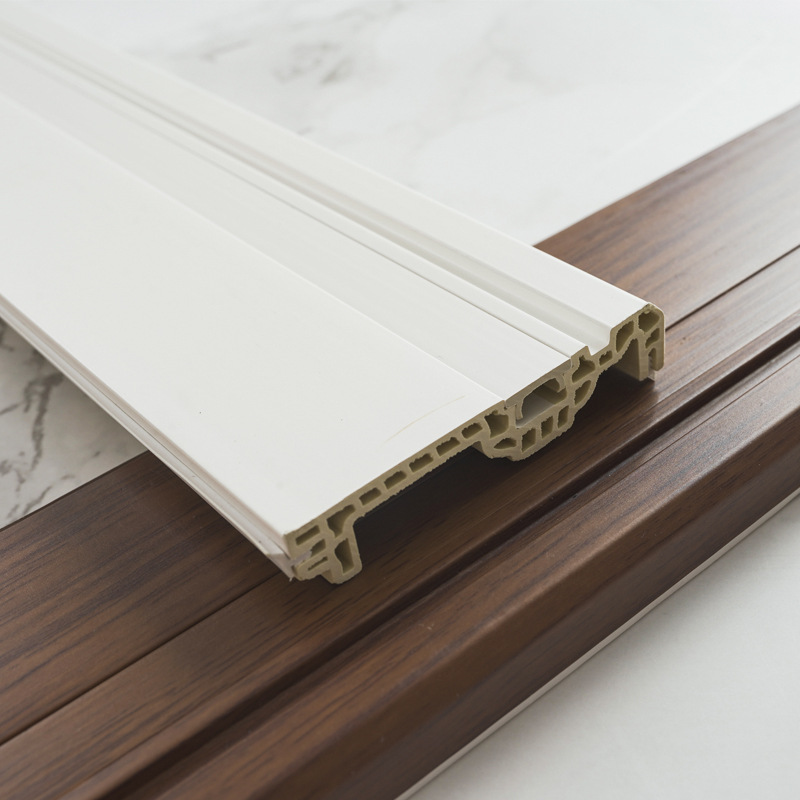 pvc竹木纤维踢脚线7.5cm万科款木塑高分子工程定制地脚线批发工厂