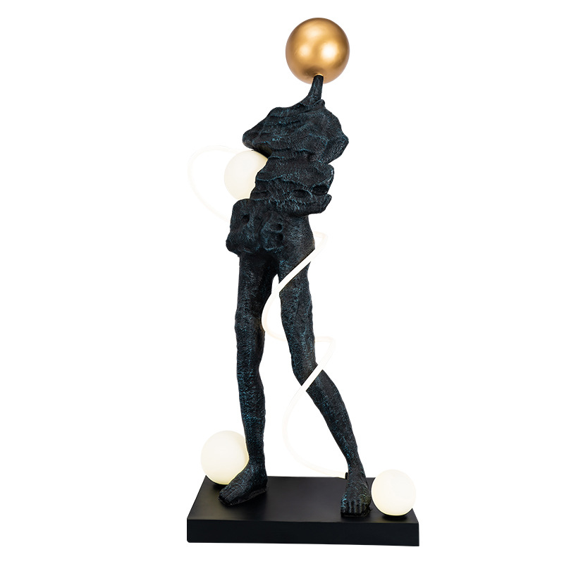 Welcome Figure Sculpture Floor Lamp Abstract Humanoid Home Exhibition Hall Sales Department Hotel FRP Art Ornaments