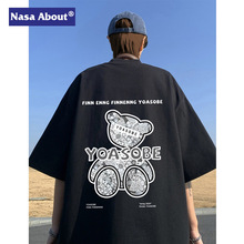 NASA美式复古短袖t恤男夏季潮牌潮流痞帅嘻哈宽松百搭休闲男款T恤