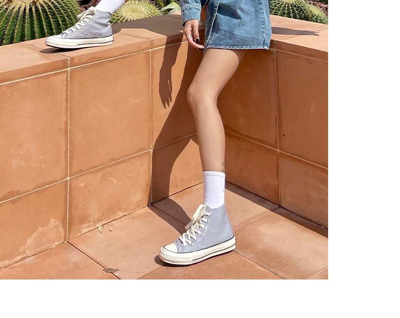 白鹿联盟高定复刻1970s联名发泡圆标高帮帆布鞋女 工厂货源代发货