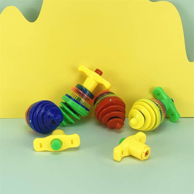 Children's Cool Colorful Flash Music Gyro Toy Winding Bouncing Rotating Sound and Light Gyro Toy Wholesale