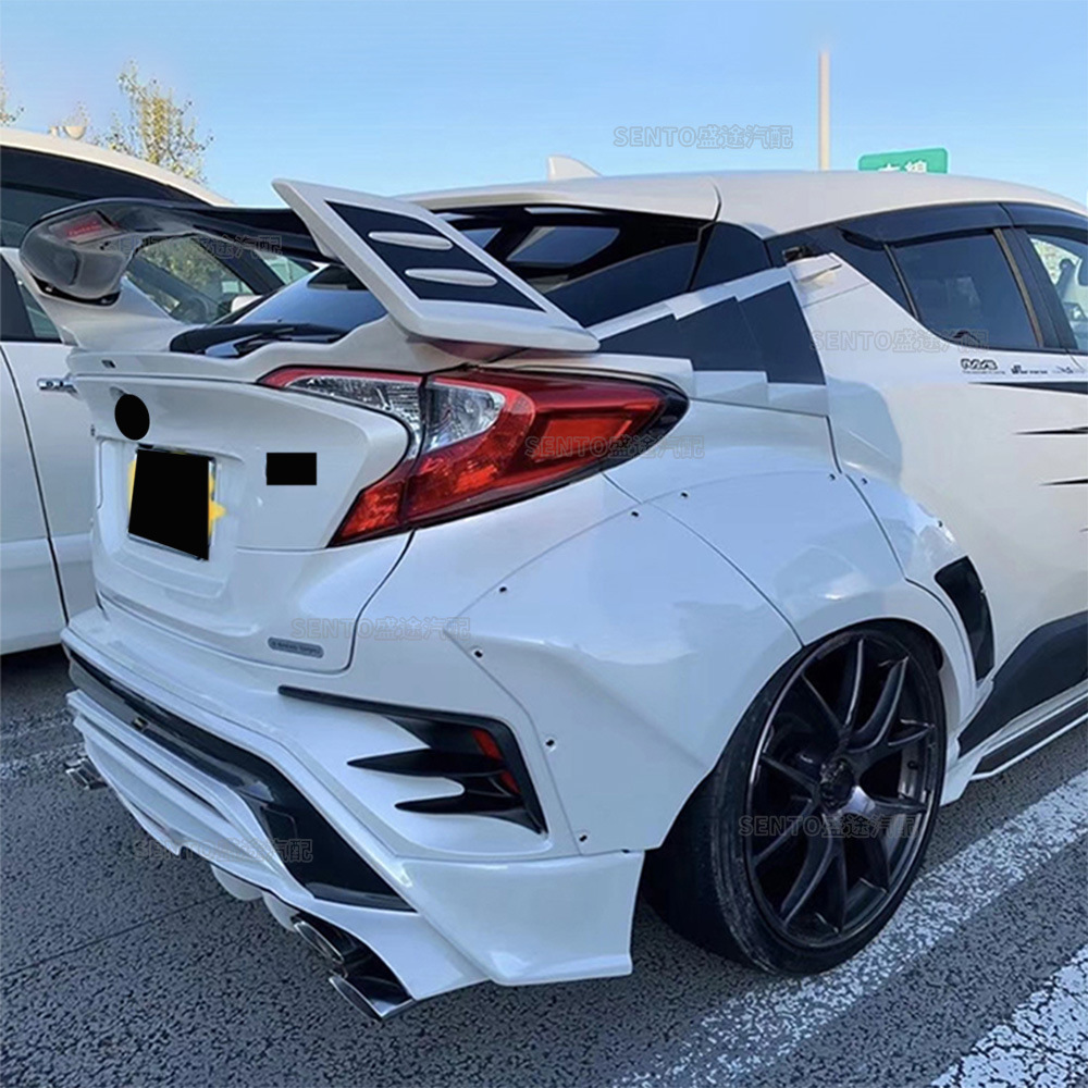 适用于2016-2020丰田奕泽 chr改装大尾翼定风翼带led灯尾翼扰流板