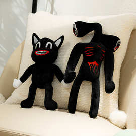 厂家销售跨境警笛头 siren head 黑猫玩偶汽笛人毛绒玩具公仔手办