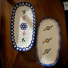 【手绘釉下彩】创意家居复古民族风餐具陶瓷盘子 个性波兰家用碟
