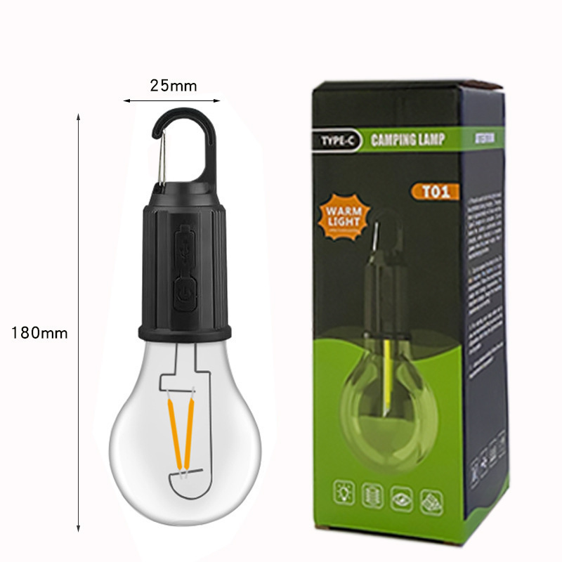 Cross-Border Camping Lantern Charging Retro Atmosphere Camping Lamp Led Tungsten Wire Tent Light Outdoor Emergency Bulb Lamp