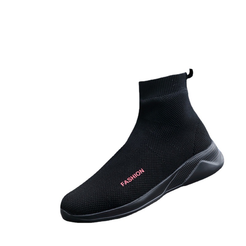 跨境大码爆款新款高帮镂空袜子鞋男情侣一脚蹬懒人透气运动休闲款