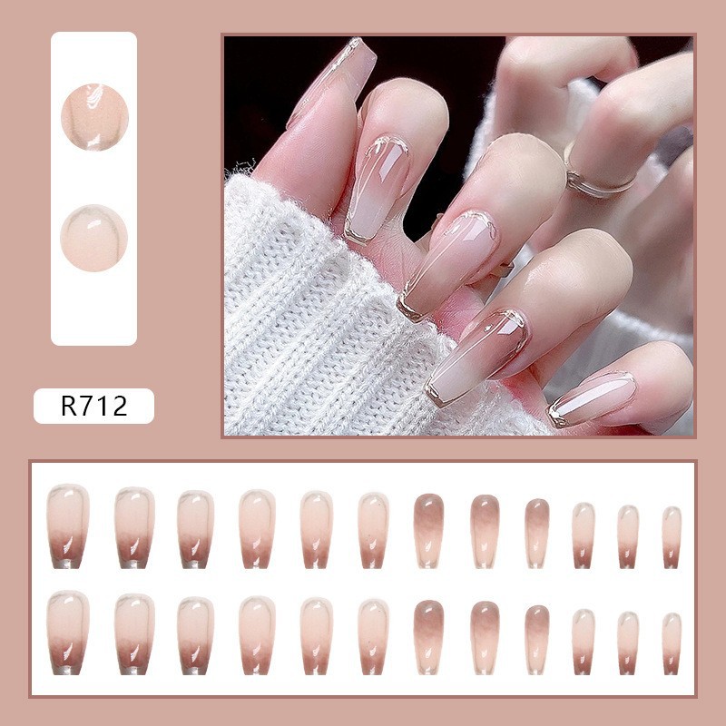 Summer and Autumn Wear Nail Stickers New Jelly Glue Fake Nail Patch Tiktok Xiaohongshu Nail Tip Manicure Wear Nail