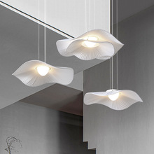 现代简约客厅布艺荷叶草帽吊灯日式创意设计时尚卧室艺术装饰灯具