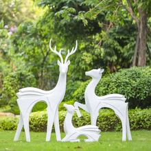 户外玻璃钢鹿雕塑仿铜抽象鹿摆件园林景观小品售楼处小区草坪装饰