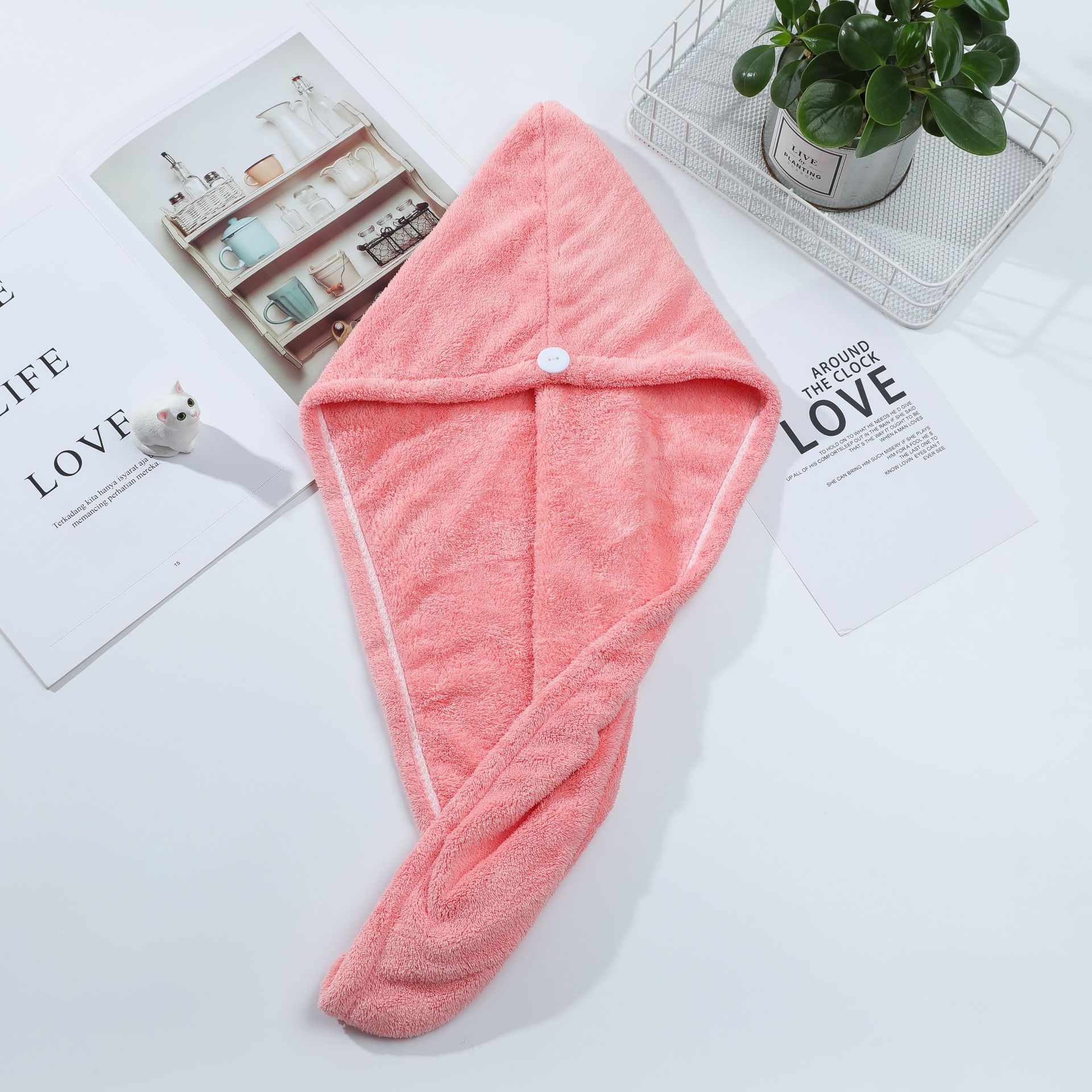 Coral Fleece Towel Female Water-Absorbing Quick-Drying Headcloth Solid Color Adult Soft Wipe Hair Hair-Drying Towel Hair-Drying Cap