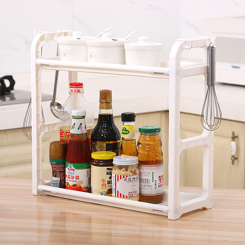 Kitchen Seasoning Seasoning Two-Layer Storage Rack Knife Rack Sundries Storage Rack Organizing Rack Punch-Free