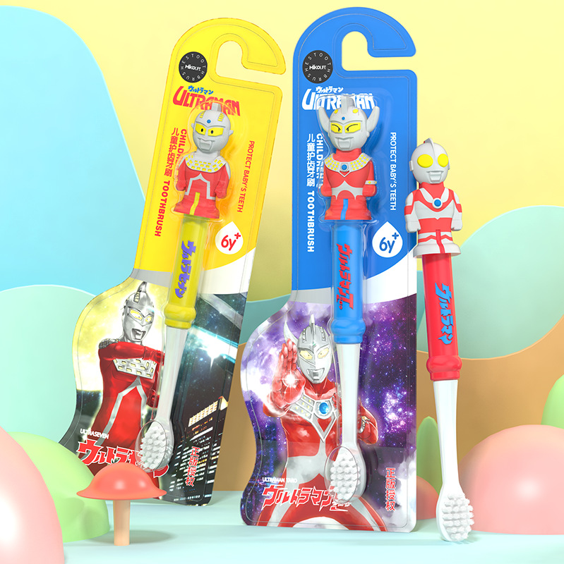 Authentic Authorized Ultraman Children Soft-Bristle Toothbrush 4-9-12 Years Old Baby Independent Packaging Toothpaste Toothbrush Wholesale Factory