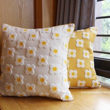 9WOR美式绣花抱枕套不含芯沙发刺绣黄色靠垫外皮客厅靠背座椅床头