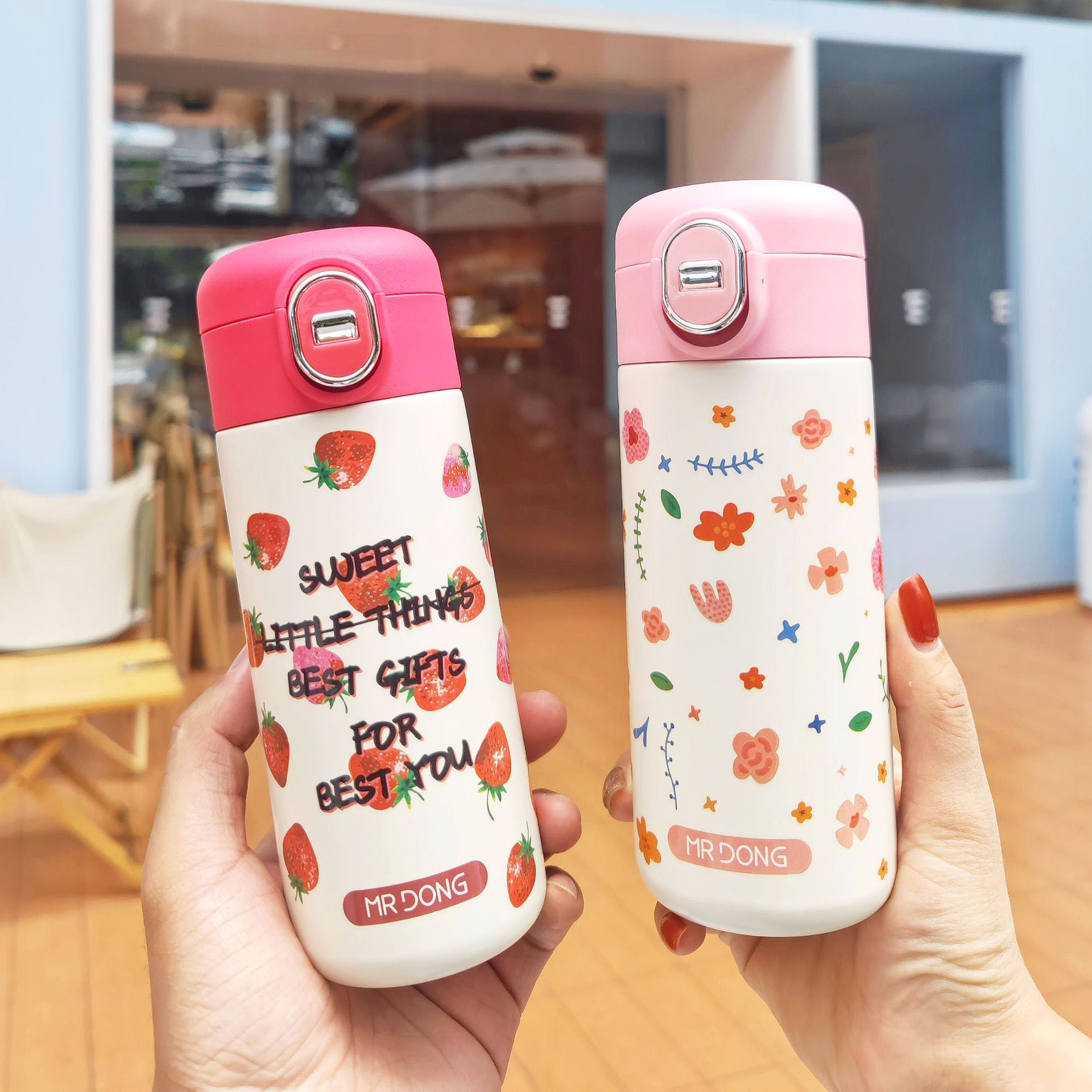 少女保温杯韩版小清新女生水杯高颜值带锁扣不锈钢弹盖直饮杯子