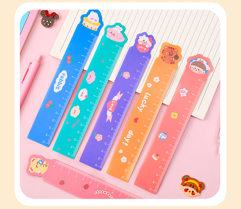 可爱异型萌宠尺子 小学生文具绘画15cm测量尺办公学习刻度尺6个装
