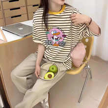 871WW2024春夏新款韩版字母印花圆领套头款女士短袖T恤衫打底衫