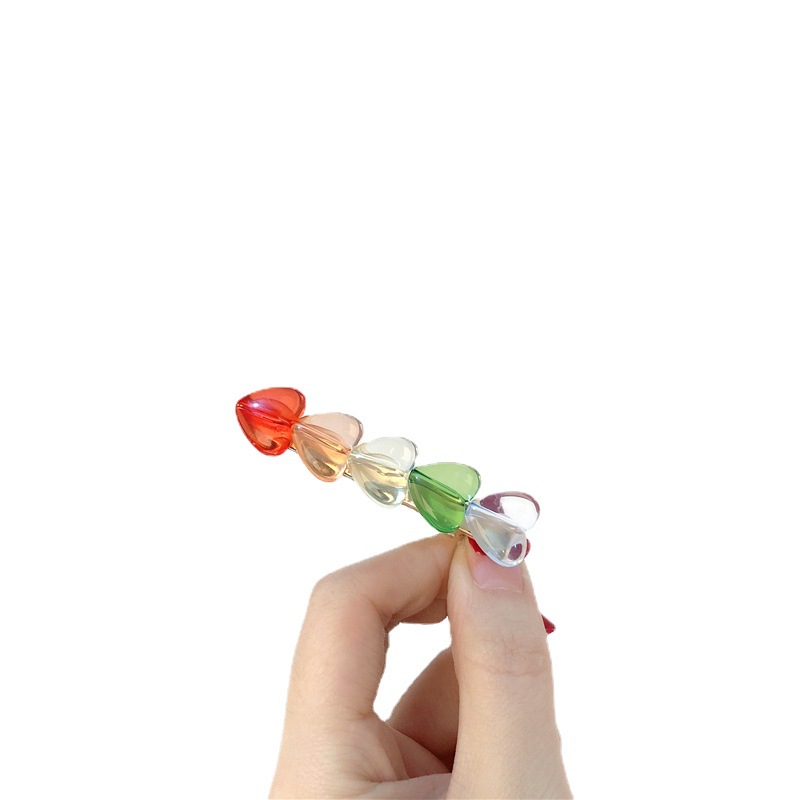 Spring and Summer New Colorful Transparent Love BB Clip Cute Girl's Hair Hoop Side Clip Back Clip Sweet Head Accessories