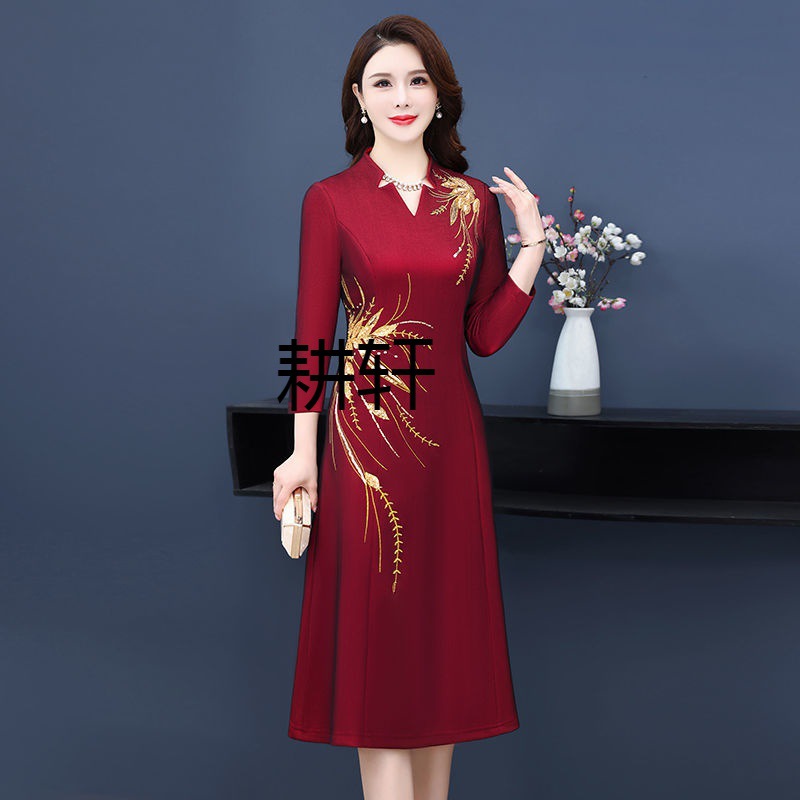 gx2024秋季新款丈母娘结婚礼服妈妈装连衣裙高端喜婆婆婚宴服旗袍