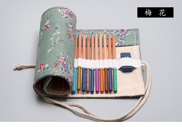 创意帆布笔帘笔袋定制12支24支36支大容量素描彩铅卷笔袋文具盒