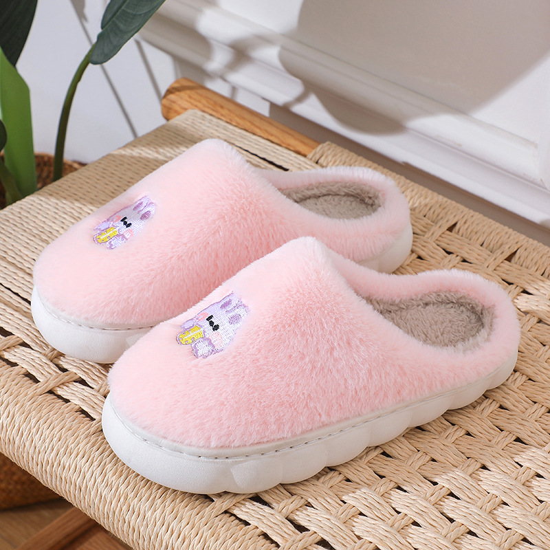 Fur Closed-Toe Slippers Winter Men and Women Couple Home Cotton Slippers Warm Anti-Freezing Confinement Shoes Factory Wholesale in Stock