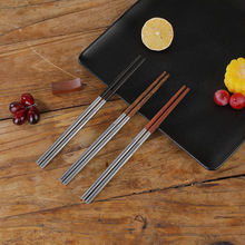 鸡翅木筷子便携直插式不锈钢筷子实木拼接不锈钢折叠式鸡翅木筷子