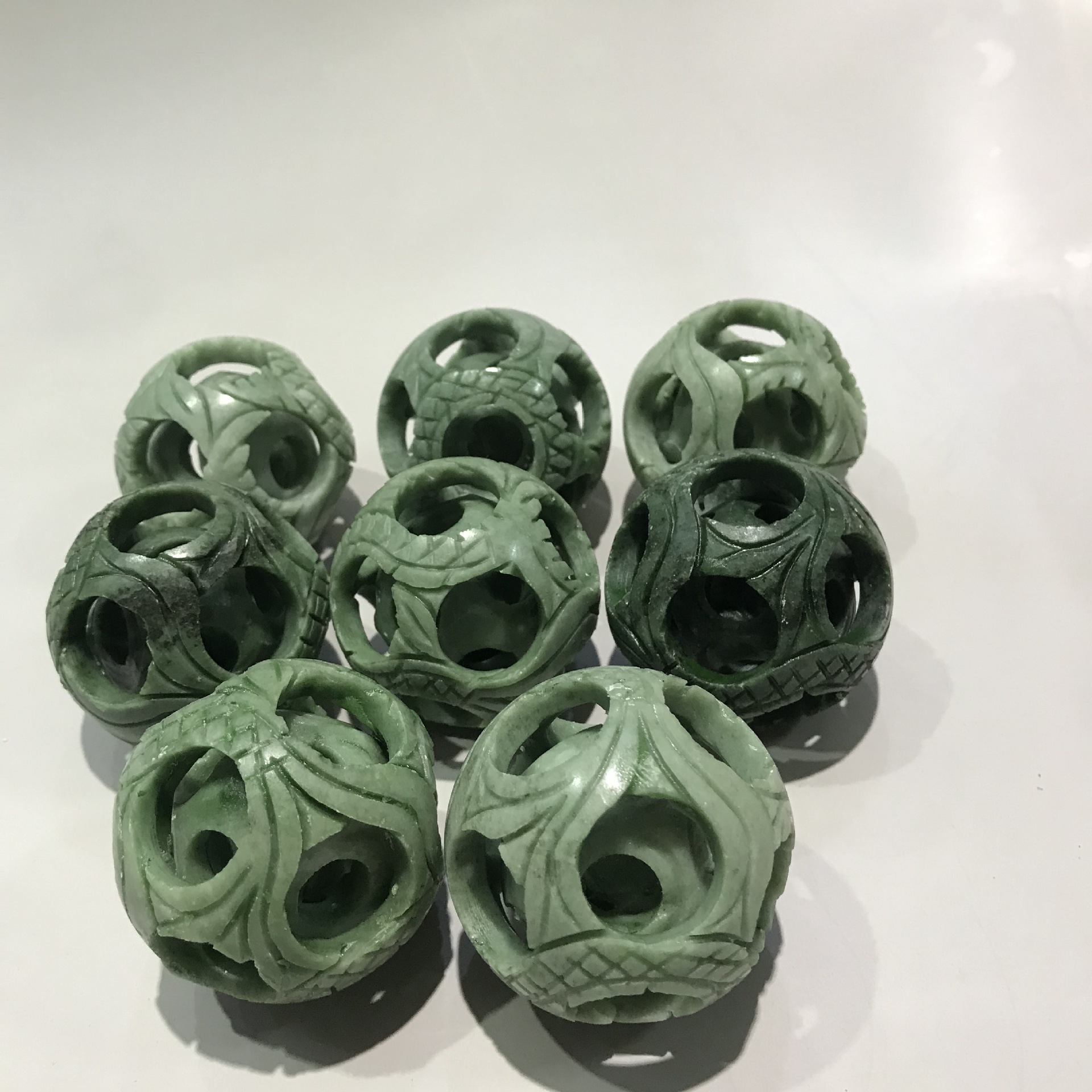 鲁山玉多层镂空套球路路通玉石雕刻摆件多层同心球龙凤转动球批发