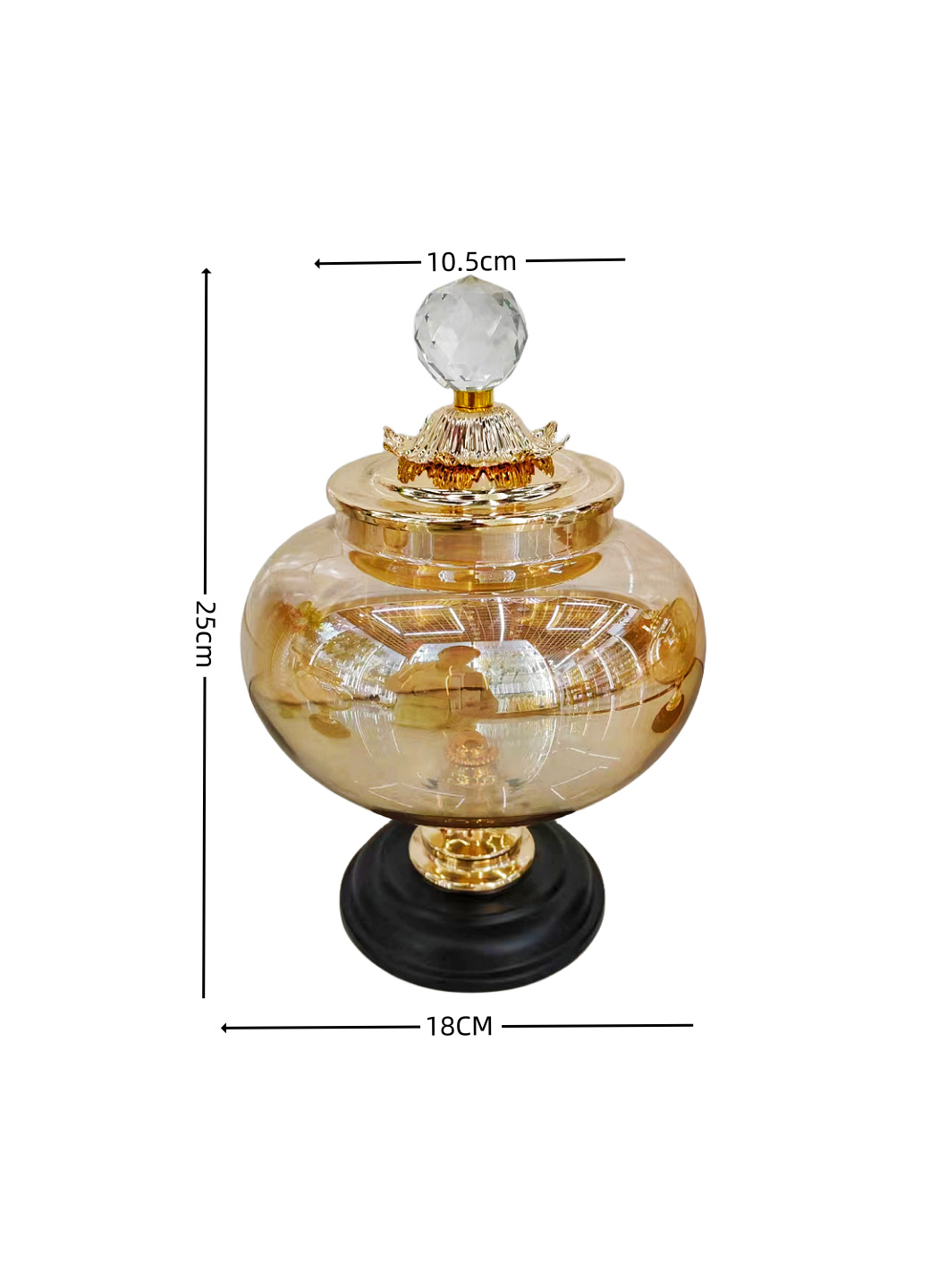 Factory Direct Sales Glass Golden Sugar Pot Ornaments Gathering European Style Living Room Coffee Table Creative Fruit Plate Storage Jar Decoration