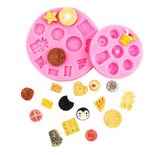 五角星爱心华夫饼干甜甜圈果汁翻糖蛋糕装饰食玩袖珍糖果硅胶模具
