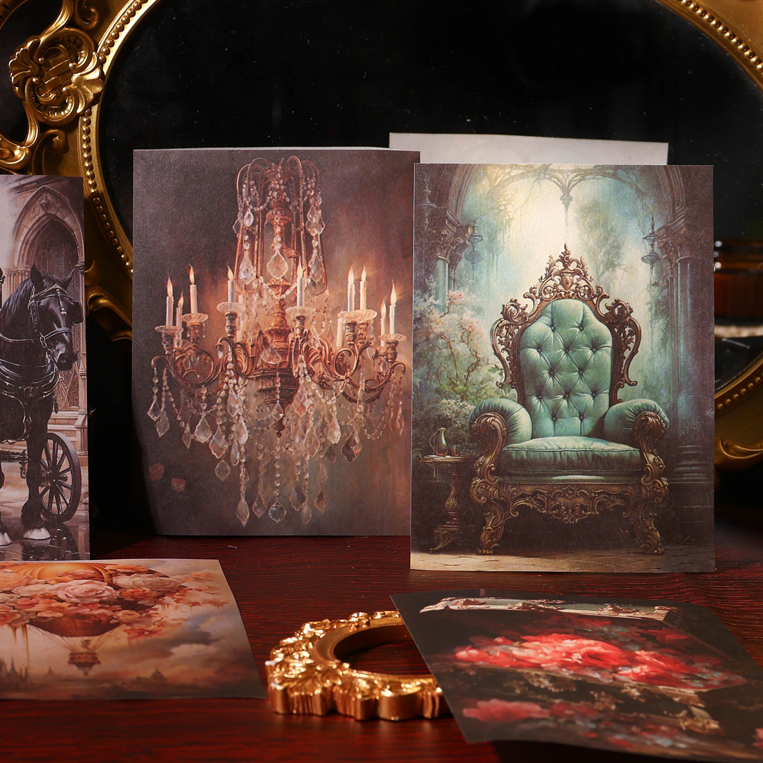 跨境 素材纸 失格境地系列 复古哥特风手账素材装饰拼贴打底4款