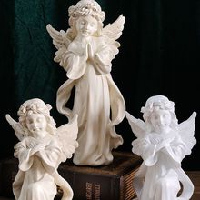 美式树脂石膏雕像小天使女孩桌面装饰品摆设欧式复古少女天使摆件