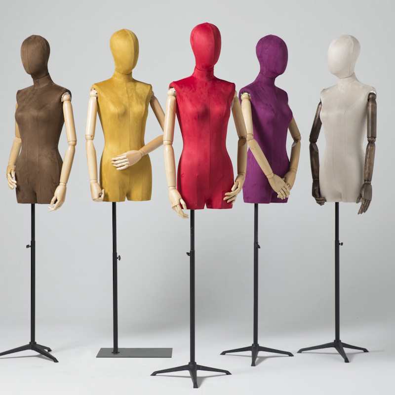 厂家直销时尚新品女模特道具 橱窗展示架 丝绒包布女半身服装模特