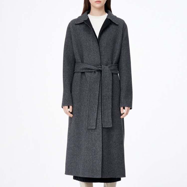 ck纯原正pin格纹系带长款大衣(深灰格)-阿里巴巴