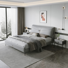 床意式轻奢皮床大床小户型现代简约主卧床双人北欧真皮床1.5米1.8